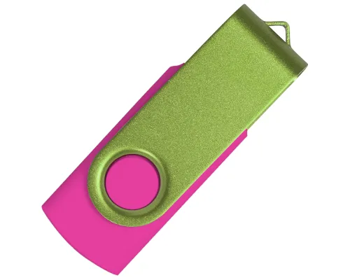 Флеш накопитель USB 2.0 Twister Сolor Mix 16GB, пластик Софт Тач/металл, розовый/светло-зеленый