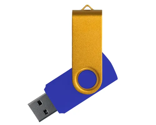 Флеш накопитель USB 2.0 Twister Сolor Mix 16GB, пластик Софт Тач/металл, синий/желтый