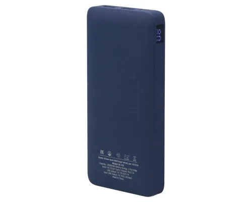 Внешний аккумулятор (powerbank) «WeCharge Velvet», 10 000 mAH, 5V -2A , c цифровым дисплеем для контроля заряда, темно-синий