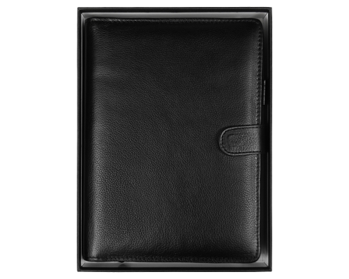 Ежедневник в суперобложке Country Leather Sky A5+ из нат. кожи, черный, недатированный, с магнитным клапаном, в подарочной коробке Ежедневник в суперобложке Country Leather Sky A5+ из нат. кожи, черный, недатированный, с магнитным клапаном, в подарочной коробке
