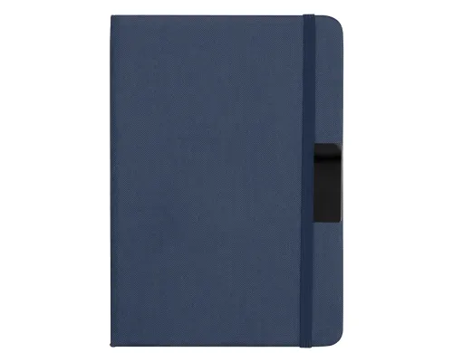 Блокнот А5 Hobard, в твердой тканевой обложке c резинкой в линейку, темно-синий