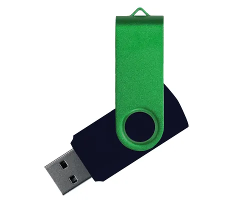 Флеш накопитель USB 2.0 Twister Сolor Mix 16GB, пластик Софт Тач/металл, черный/зеленый