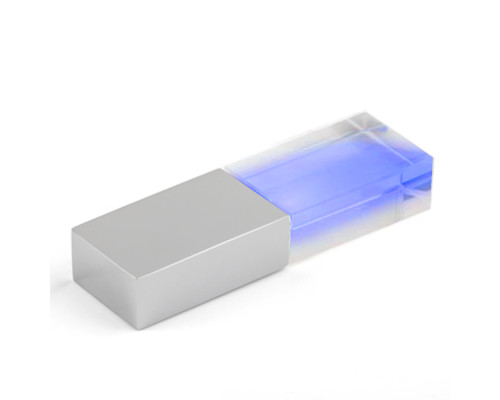 Флеш накопитель USB 2.0 Кристалл, металл/стекло, прозрачный/серебристый, подсветка синим, 32 GB Флеш накопитель USB 2.0 Кристалл, металл/стекло, прозрачный/серебристый, подсветка синим, 32 GB