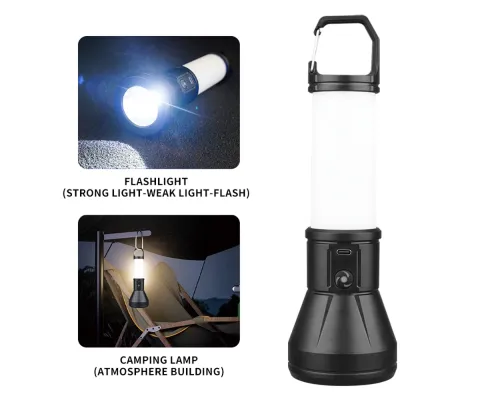 Фонарь Tools Amelia, пластиковый, аккумуляторный, с зарядкой type-c,  черный