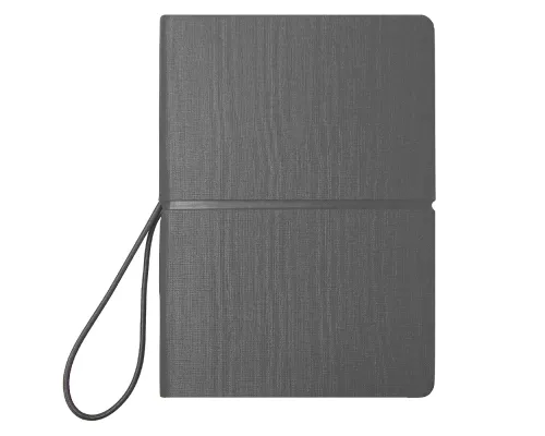 Блокнот А6 Van Diemen, со стикерами, в гибкой обложке c резинкой в линейку, серый