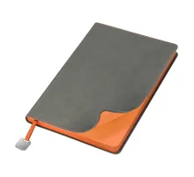 Ежедневник Flexy Latte Color А5, серый с оранжевым срезом и оранжевым форзацем, недатированный, в гибкой обложке