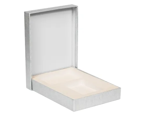Коробка подарочная, размер 24*17,5*3 см, Solution Superior Linen, серебристая, бежевый ложемент под два прямоугольных предмета
