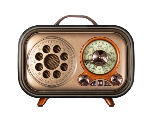 Ретро радио в стиле радиолы, диапазон частот  AM FM SW, USB, Bluetooth, Heritage Memories, со светодиодной подсветкой, цвет светло-коричневый