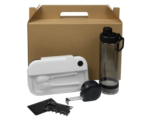 Набор подарочный Solution Everyday Kit Quattro (мультитул, рулетка, ланч бокс, бутылка для воды), черный