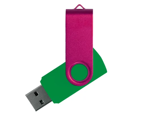 Флеш накопитель USB 2.0 Twister Сolor Mix 16GB, пластик Софт Тач/металл, зеленый/розовый