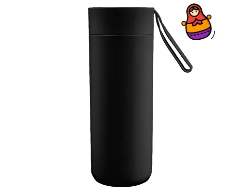 Термокружка Бастион 400 мл с силиконовым ремешком, пластик/металл, черный