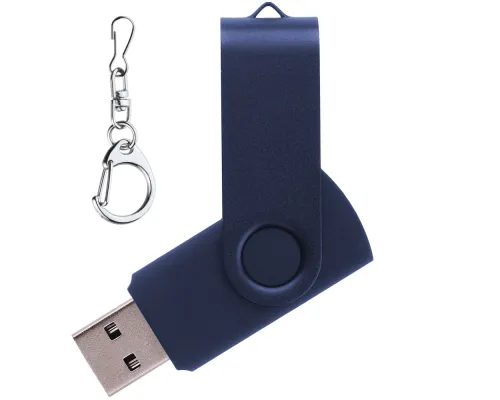 Флеш накопитель USB 2.0 Twister 16GB, пластик Софт Тач/металл, темно-синий/темно-синий