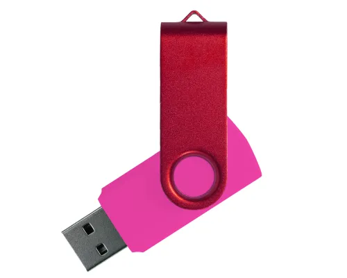 Флеш накопитель USB 2.0 Twister Сolor Mix 16GB, пластик Софт Тач/металл, розовый/красный