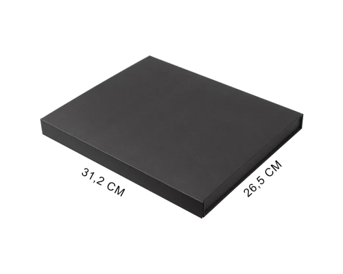 Коробка подарочная Solution Prestige Yota Fabrique, размер 31,3*26,9*3,7 см,  с магнитным клапаном, под индивидуальную вырубку,  с черным ложементом, черная