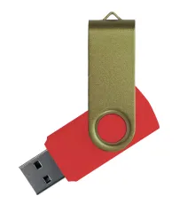 Флеш накопитель USB 2.0 Twister Сolor Mix 16GB, пластик Софт Тач/металл, красный/оливковый