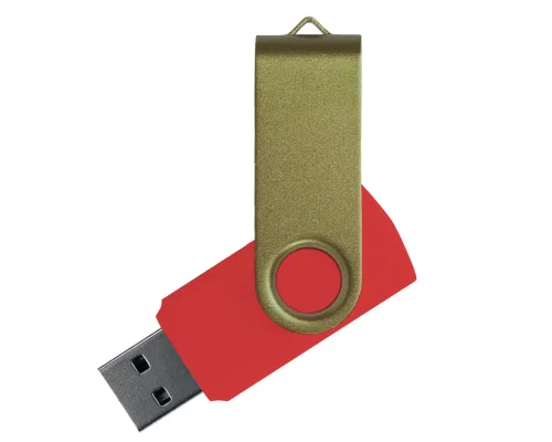 Флеш накопитель USB 2.0 Twister Сolor Mix 16GB, пластик Софт Тач/металл, красный/оливковый