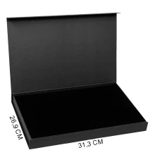 Коробка подарочная Solution Prestige Yota Fabrique, размер 31,3*26,9*3,7 см,  с магнитным клапаном, под индивидуальную вырубку,  с черным ложементом, черная