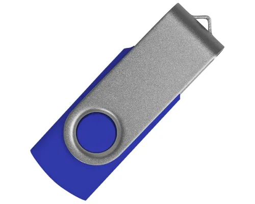 Флеш накопитель USB 2.0 Twister Сolor Mix 16GB, пластик Софт Тач/металл, синий/серебристый
