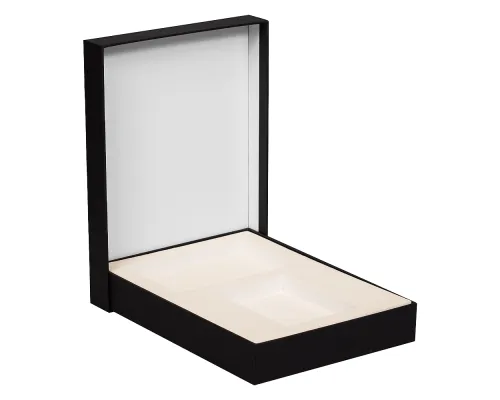 Коробка подарочная, размер 24*17,5*3 см, Solution Superior Linen, черная, бежевый ложемент под два прямоугольных предмета