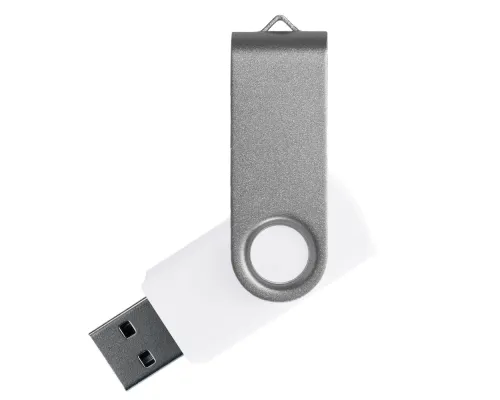Флеш накопитель USB 2.0 Twister Сolor Mix 16GB, пластик Софт Тач/металл, белый/серебристый