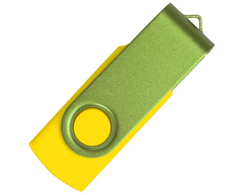 Флеш накопитель USB 2.0 Twister Сolor Mix 16GB, пластик Софт Тач/металл, желтый/светло-зеленый