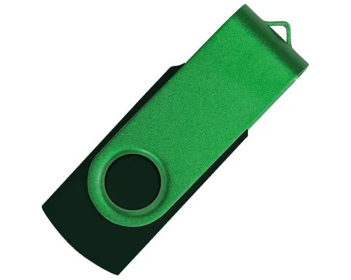 Флеш накопитель USB 2.0 Twister Сolor Mix 16GB, пластик Софт Тач/металл, черный/зеленый