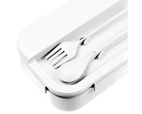 Герметичный контейнер для еды (ланч бокс) BON VOYAGE, пластиковый, белый с зеленым элементом, 1100 мл.