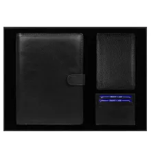 Набор подарочный Solution Prestige Quadro (Блокнот Flexy Forest Urban Latte в суперобложке Country Leather Sky, обложка для автодокументов Leather Sun, футляр для кредитных карт/картхолдер Leather Way)