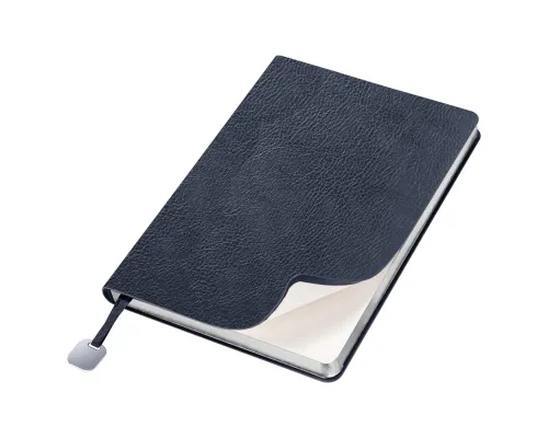 Ежедневник Flexy Columbus А5, темно-синий с серебристым срезом, недатированный, в гибкой обложке