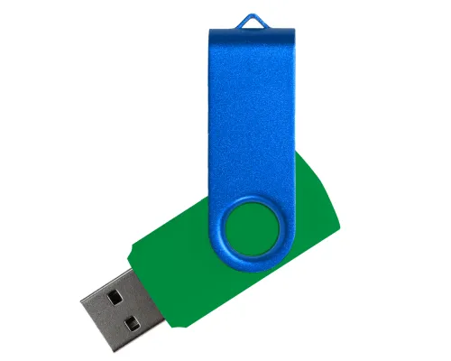 Флеш накопитель USB 2.0 Twister Сolor Mix 16GB, пластик Софт Тач/металл, зеленый/синий