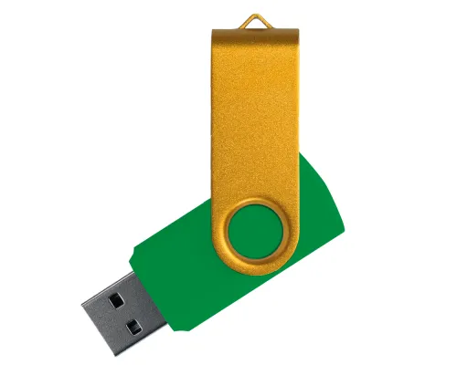 Флеш накопитель USB 2.0 Twister Сolor Mix 16GB, пластик Софт Тач/металл, зеленый/желтый