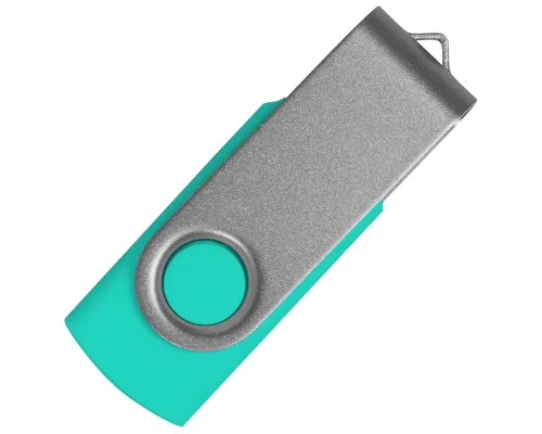 Флеш накопитель USB 2.0 Twister Сolor Mix 16GB, пластик Софт Тач/металл, бирюзовый/серебристый