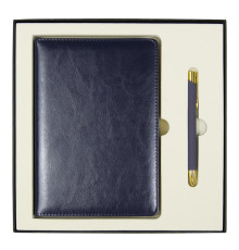 Набор подарочный Solution Duo (ежедневник City Nebraska, ручка Legend Soft Touch Mirror Gold), темно-синий