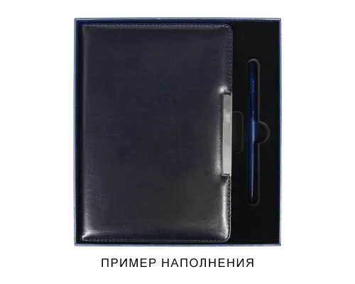 Коробка подарочная, размер  203*220*30 мм,  Solution Gift Soft Touch для ежедневника и ручки, темно-синяя