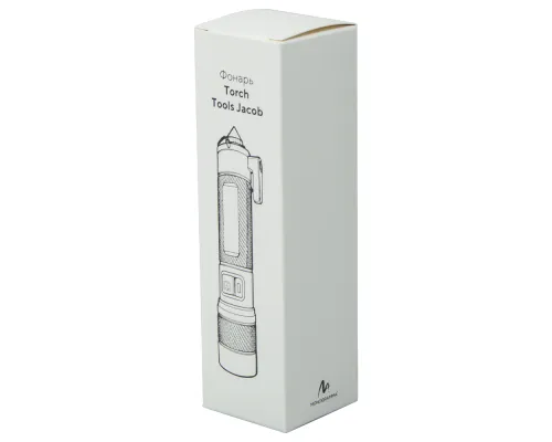 Фонарь Tools Jacob, алюминиевый, аккумуляторный, с зарядкой type-c, с молотком, черный