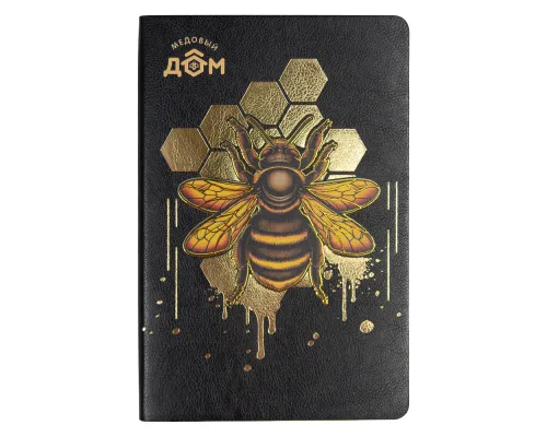 Ежедневник Flexy Columbus Print Sample Медовый дом А5, черный с золотистым срезом, недатированный, в гибкой обложке