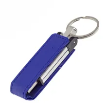Флеш накопитель USB 2.0 Verona в кожаном чехле 16GB, металл, синий/серебристый