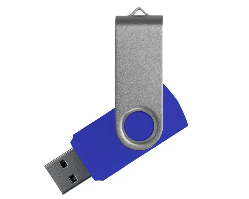 Флеш накопитель USB 2.0 Twister Сolor Mix 16GB, пластик Софт Тач/металл, синий/серебристый