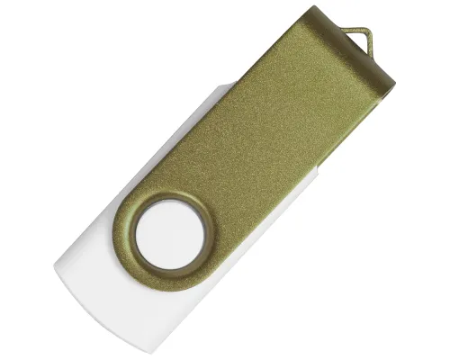 Флеш накопитель USB 2.0 Twister Сolor Mix 16GB, пластик Софт Тач/металл, белый/оливковый