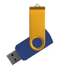 Флеш накопитель USB 2.0 Twister Сolor Mix 16GB, пластик Софт Тач/металл, темно-синий/желтый