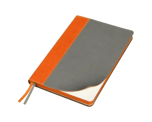 Ежедневник Flexy Viva Latte Sand Color A5, серый с оранжевым, недатированный, в гибкой обложке