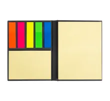 Набор цветных бумажных стикеров  Stick and Fun в твердом переплете, 50 листов в блоке,  размер 8*10,5*1 см, черный