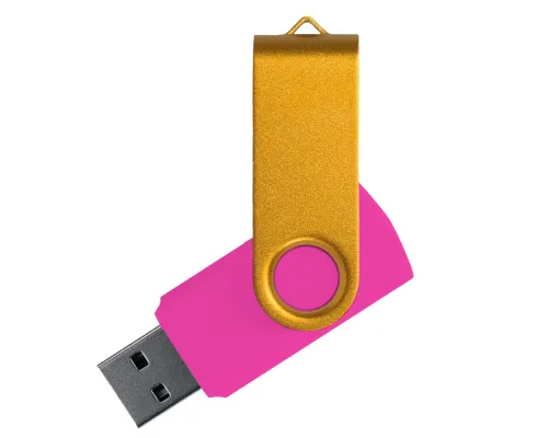 Флеш накопитель USB 2.0 Twister Сolor Mix 16GB, пластик Софт Тач/металл, розовый/желтый