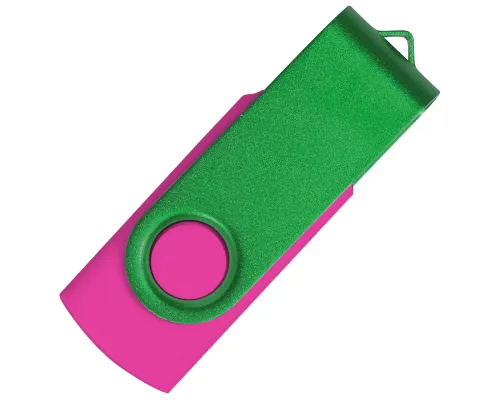 Флеш накопитель USB 2.0 Twister Сolor Mix 16GB, пластик Софт Тач/металл, розовый/зеленый