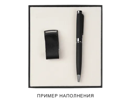 Коробка подарочная, размер 16*14*2 см, Solution Superior Linen, черная, бежевый ложемент под индивидуальную вырубку