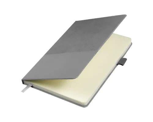 Блокнот А5 Burnie, в твердой обложке c резинкой и петлей для ручки в линейку, серый