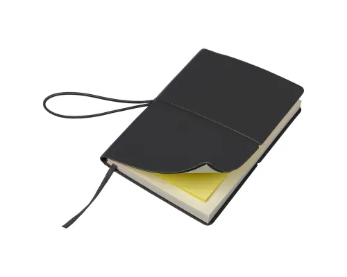 Блокнот А6 Van Diemen, со стикерами, в гибкой обложке c резинкой в линейку, черный