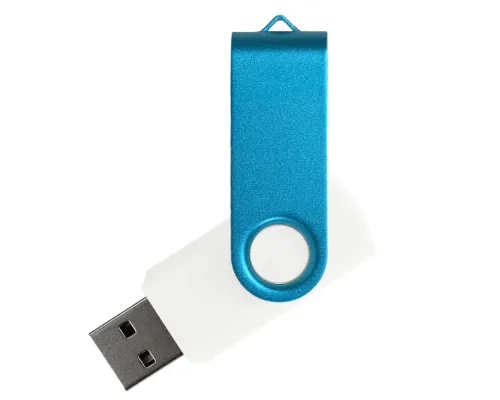 Флеш накопитель USB 2.0 Twister Сolor Mix 16GB, пластик Софт Тач/металл, белый/голубой