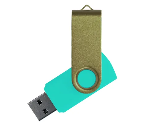 Флеш накопитель USB 2.0 Twister Сolor Mix 16GB, пластик Софт Тач/металл, бирюзовый/оливковый