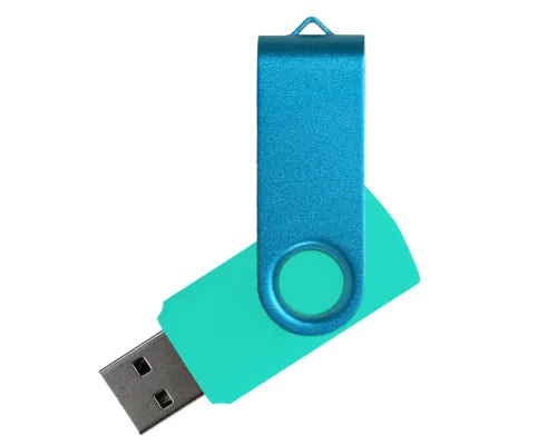 Флеш накопитель USB 2.0 Twister Сolor Mix 16GB, пластик Софт Тач/металл, бирюзовый/голубой